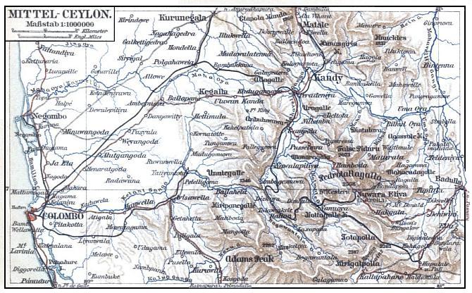 Mittel-Ceylon. Ma&szlig;stab 1:1000000.