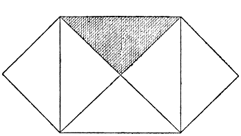 a square divided into 4 triangles, with two equal triangles added to the side