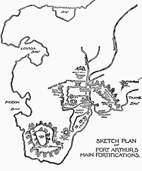 SKETCH PLAN OF PORT ARTHUR'S MAIN FORTIFICATIONS.