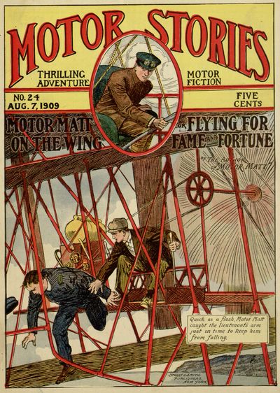 Quick as a flash, Motor Matt
caught the lieutenant's arm
just in time to keep him
from falling.