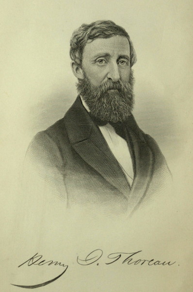 portrait and signature of Henry D. Thoreau.