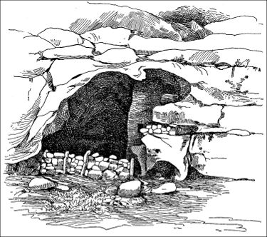 Interior of a Cliff Dweller's home, seventy-five
feet above the Water.