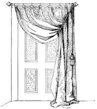 [Fig. 2.—Suggestion for draping door in hall.]