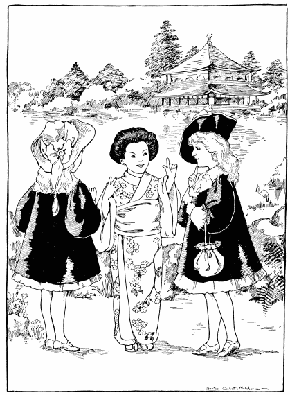 A lovely little Japanese maiden with an embroidered robe
told us a good many interesting things.