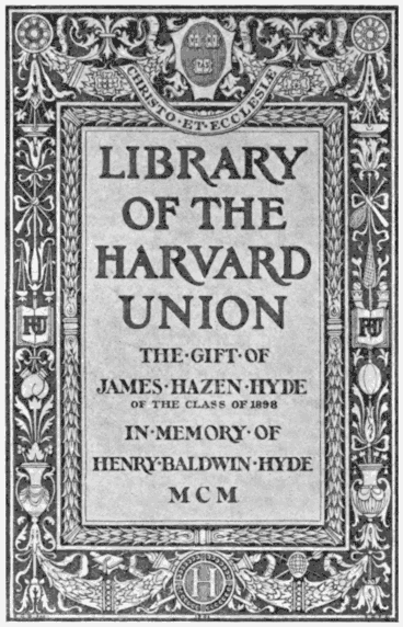 Book-plate of the Library of the Harvard Union