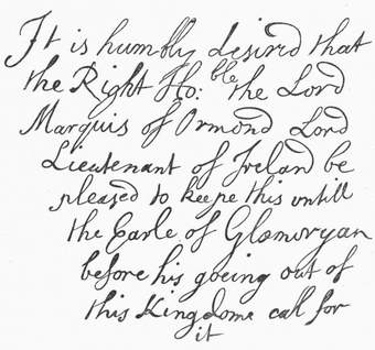 The Earl of Glamorgan’s writing in the address of a Cipher letter