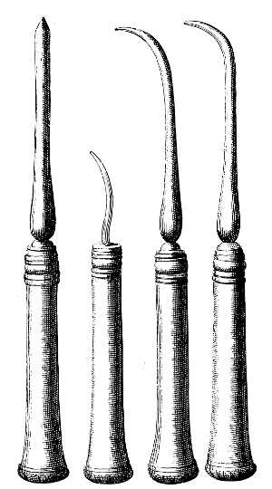 Instruments for scraping the carious cavities (Fauchard)