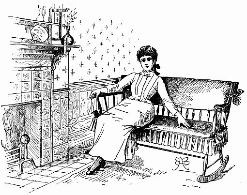 drawing of girl on long rocking chair