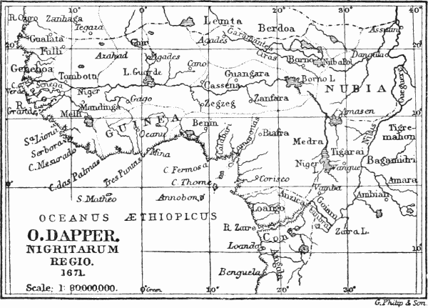 Map: O. DAPPER. NIGRITARUM REGIO. 1671.