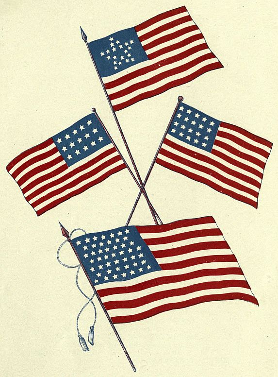 four more flags, all stars and stripes of differeing types