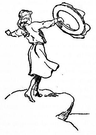 girl throwing ring off rock