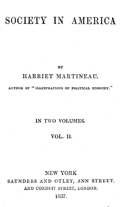The Project Gutenberg eBook of Society In America Vol. II., by Harriet  Martineau.