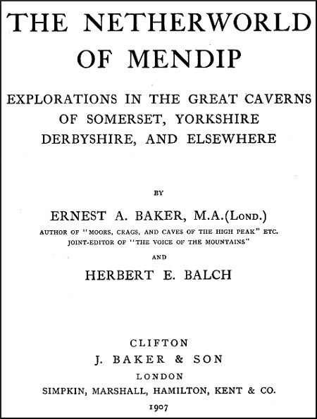 Title page for the Netherworld of Mendip