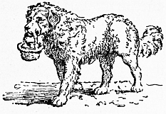 drawing of dog carrying basket in mouth