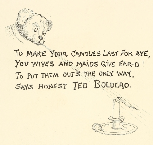 bear on top of poem, candle blown out at bottom