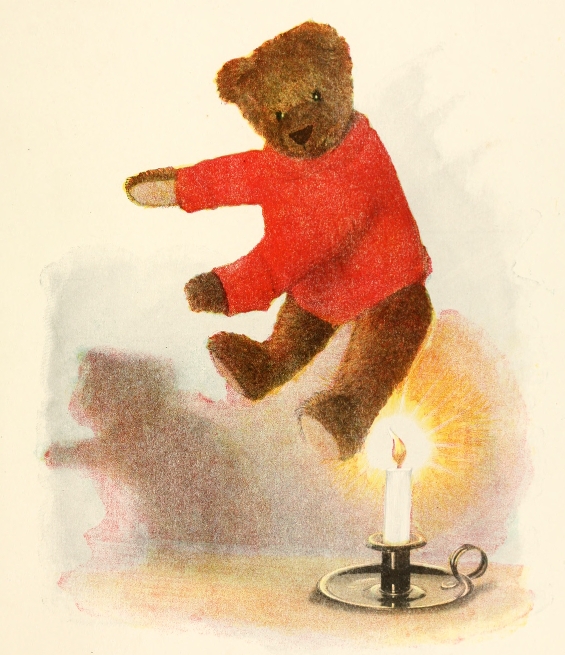 Jack in red sweater jumping over candlestick