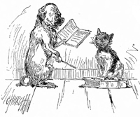 dog reading to cat