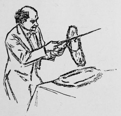 Joseph carving a duck