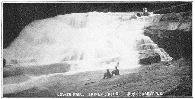 Lower Fall. Triple Falls. Buck Forest, N.C.