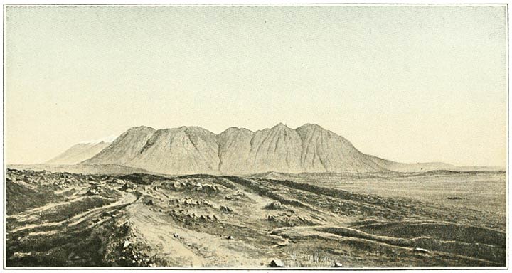 Fig. 150. Kerkür Dagh from the South; Nimrud Crater in the background.