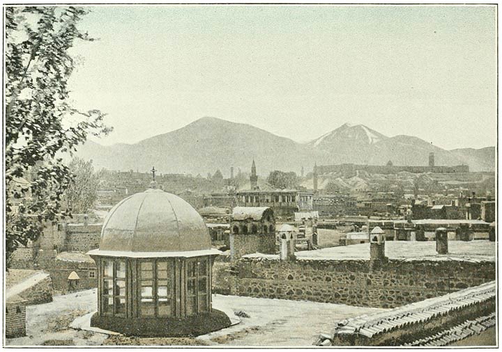 Fig. 165. Erzerum from the Roof of the British Consulate: the Citadel in the middle distance and Eyerli Dagh in the background.