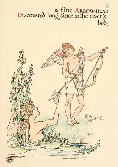 angel or cupid taking arrow from a neired