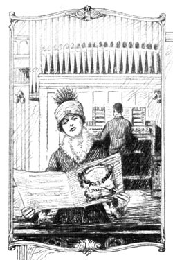 Woman listening to organist playing