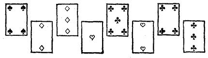 Cards alternate: pone/dealer. 🂤 🃂 🃃 🂱 🃕 🂲 🃔 🃓