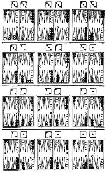 Backgammon boards showing the layouts described