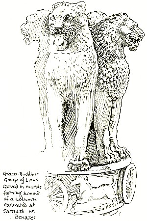 Grco-Buddhist Group of Lions carved in marble