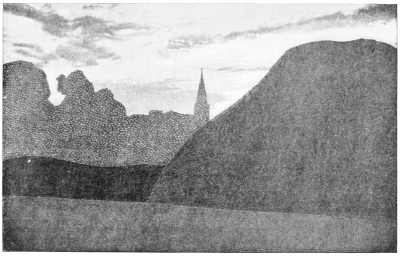 Image unavailable: VIEW OF SALISBURY SPIRE FROM THE RAMPARTS OF OLD
SARUM.