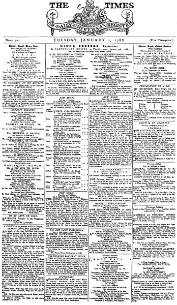 The Times first sheet