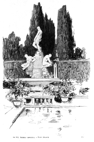 Image unavailable: STEPS LEADING TO THE PITTI PALACE—BOBOLI GARDENS.