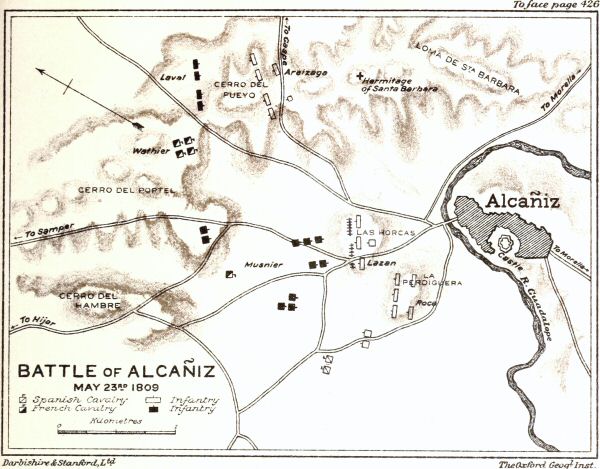 Map of the battle of Alcañiz