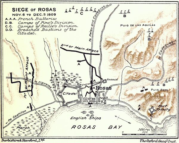 Map of the siege of Rosas