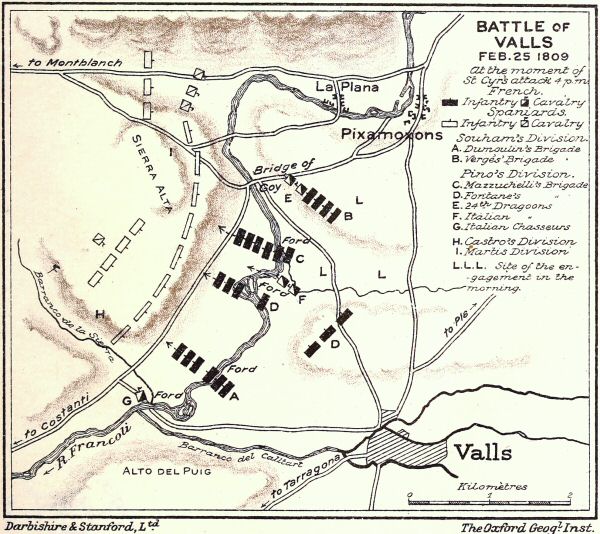Map of battle of Valls
