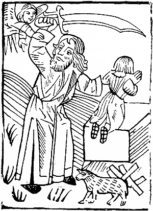 Abraham, Isaac, and the ram as alternate sacrifice