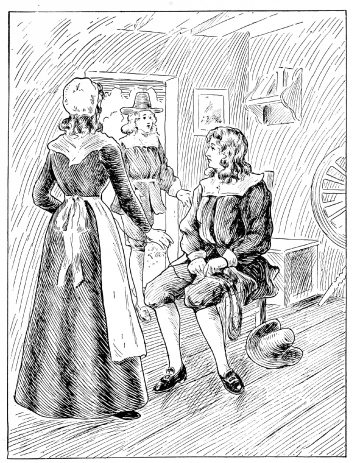 Image unavailable: Bringing in hurry and heat the terrible news from the village.
Yes; Miles Standish was dead!—an Indian had brought them the tidings.

