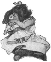 Janie cuddling her doll