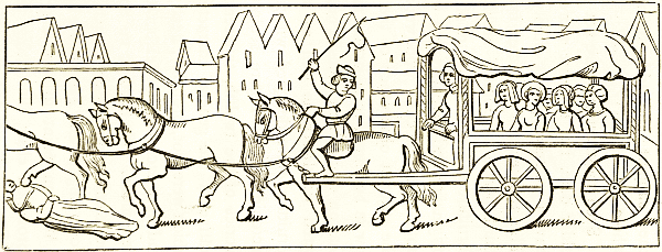 Travelling carriage of fifteenth century;