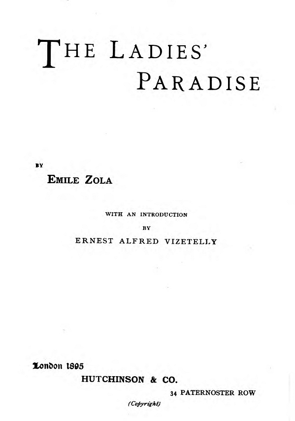 The Project Gutenberg eBook of The Ladies' Paradise, by Emile Zola.