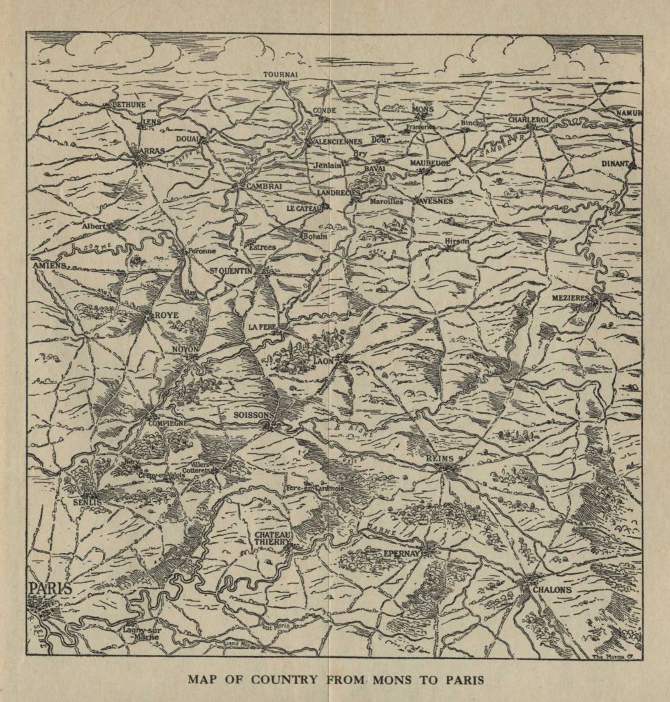 MAP OF COUNTRY FROM MONS TO PARIS