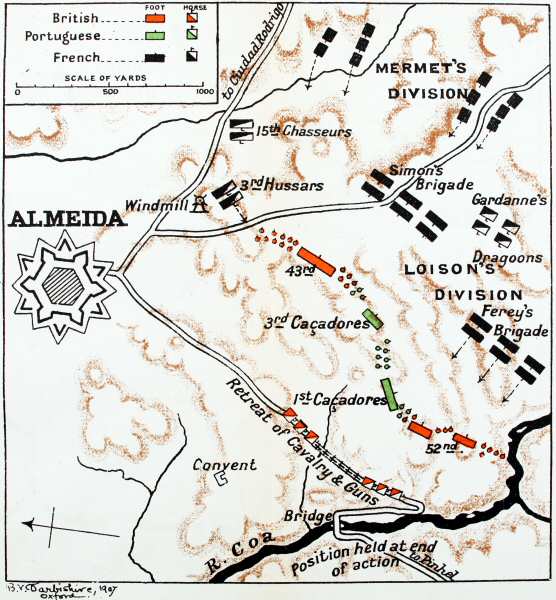Map of the combat of the Coa