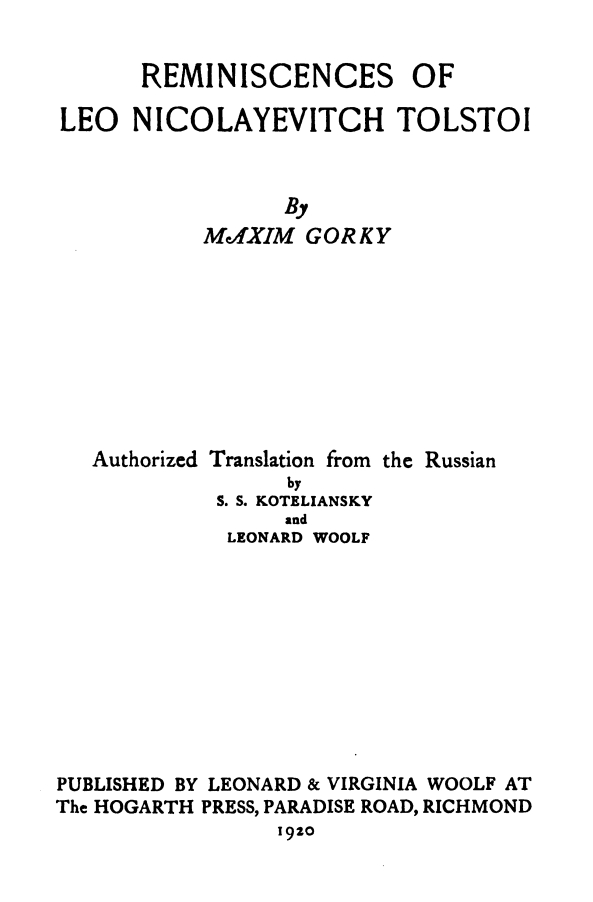 The Project Gutenberg eBook of Reminiscences of Leo Nicolayevitsch