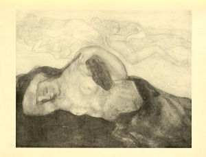 Woman sleeping, dreaming of companionship.