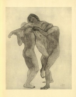 Three human figures embracing in a triangular formation.