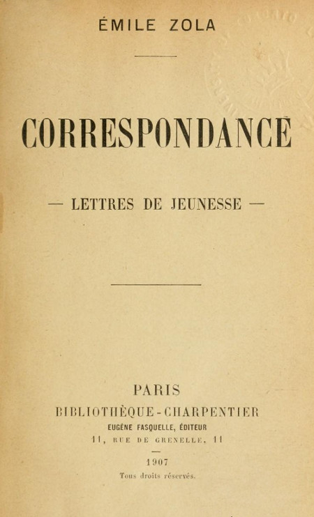 The Project Gutenberg eBook of Correspondance, by Émile Zola.