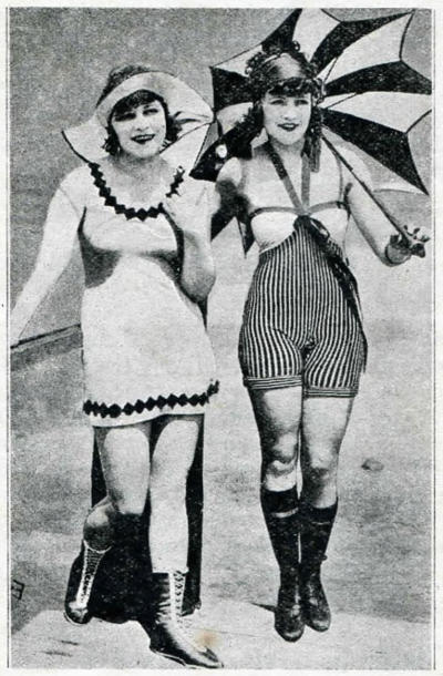 Photograph of two young ladies in 1920s swimwear