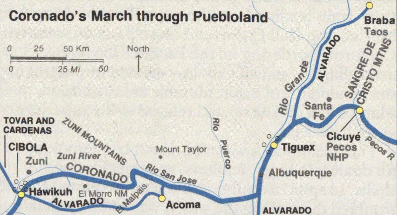 Map: Coronado's March Through Puebloland