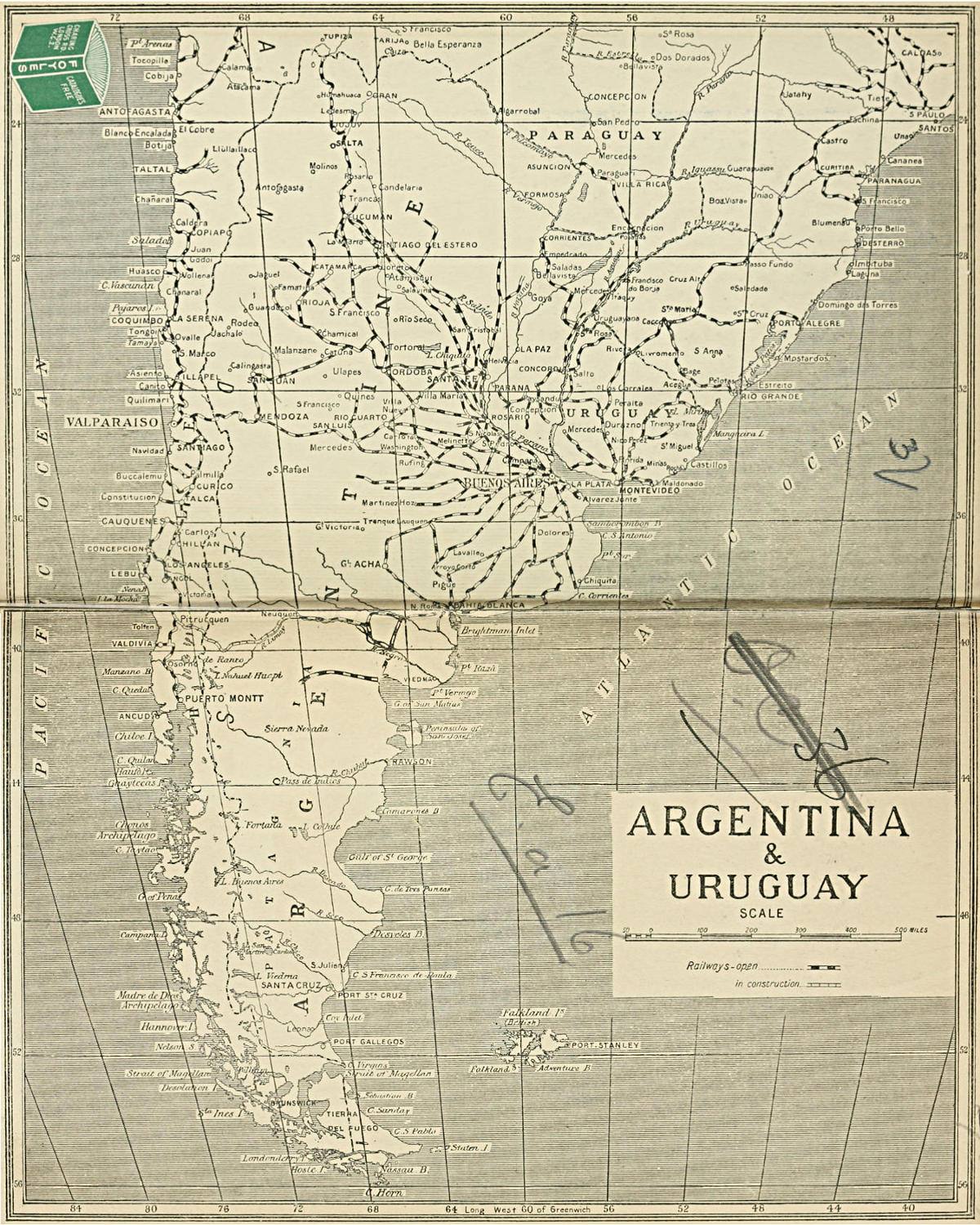 Argentina c.1908 Buenos Ayres Midland Railway A Pair of Maps During  Construction
